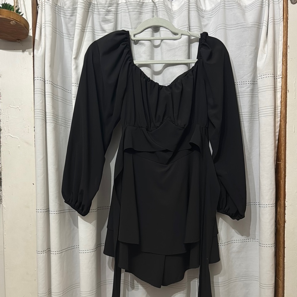 Amazon Black Asymmetrical Ruffled Dress